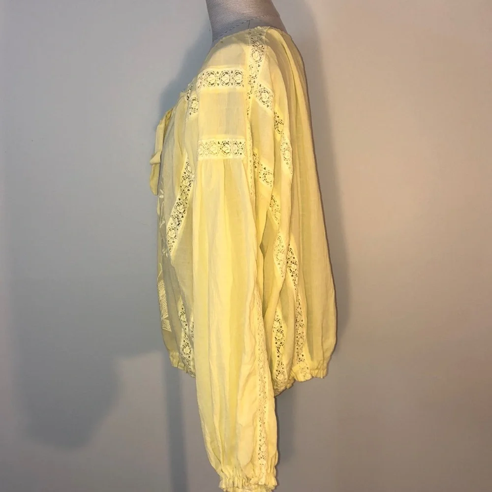 Free People yellow Maria Maria Peasant Blouse size large - Picture 7 of 12